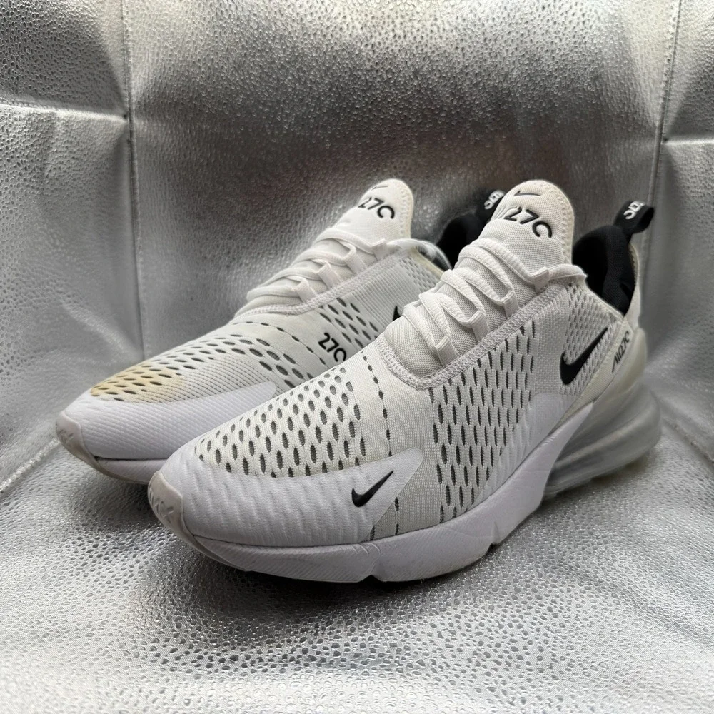 Size 11 Nike Air Max 270 White Black Mens Lace-Up Running‎ Shoes AH8050-100